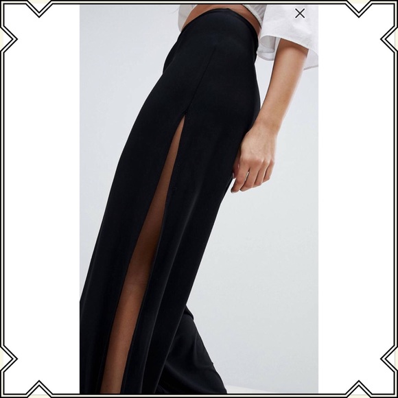 NWOT High Waisted Wide Leg Split Pant - Picture 6 of 7